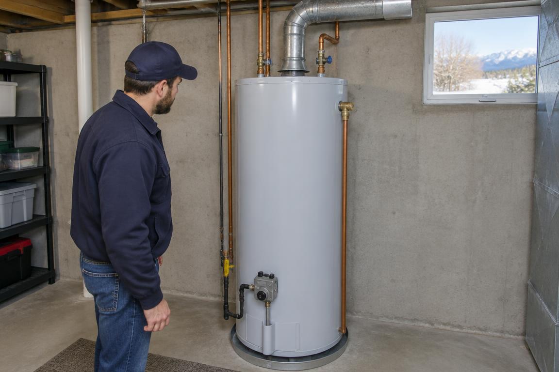 Water heater thermostat repair in Fort Collins with a residential storage tank awaiting temperature-control inspection